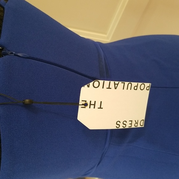 NWT! Dress The Population Micaela Electric Blue 💙 Sheer Inset Body-Con Dress XS - Picture 16 of 16